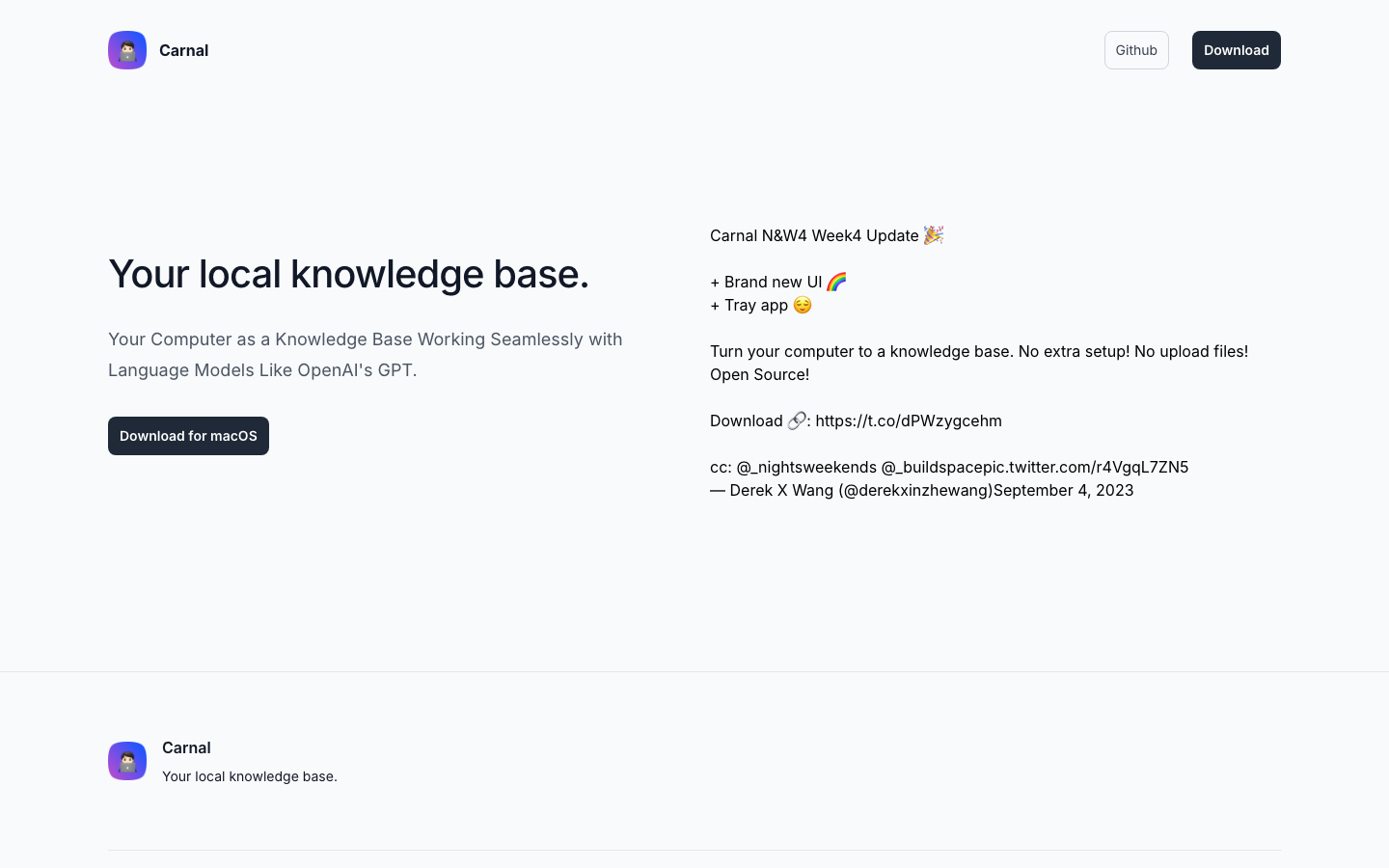 The Carnal landing page