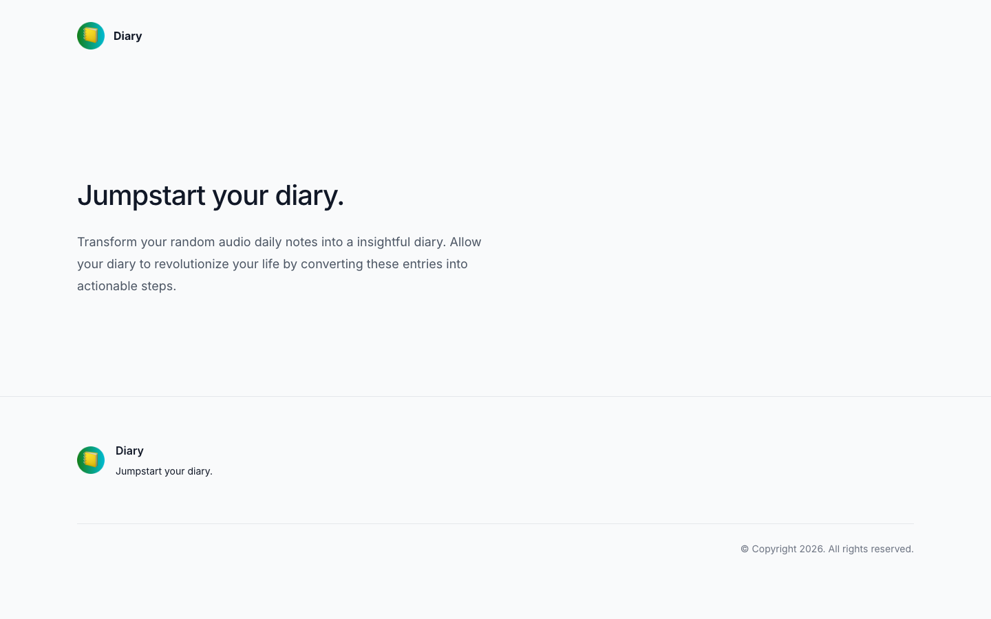 The Diary landing page